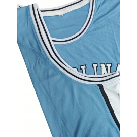 Boys' Basketball Jersey Vest, Blue And White Sports Polyester Breathable Training Vest, Suitable For Sports Teams, Casual Loose Sportswear, Suitable For Outdoor Activities, Running, Gatherings - Suitable For All Seasons