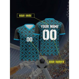 Customizable Youngsters' Soccer Jersey - V-Neck, Comfort Fit with Name & Number, Perfect for Sports & Casual Wear, Machine Washable, Football Shirt Tops, Outdoor Running