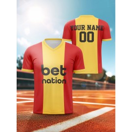 Customizable Youngsters' Soccer Jersey - V-Neck, Comfort Fit with Name & Number, Perfect for Sports & Casual Wear, Machine Washable, Football Shirt Tops, Outdoor Running