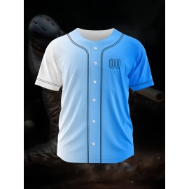 Customizable Youngsters' Baseball Jersey - Personalized Name & Number, Light Purple to White Gradient Design, Breathable Polyester, Perfect for Sports Training, Parties & Casual Wear, Youth Sports Apparel | Outdoor Activity Shirt | Durable Sports Jersey