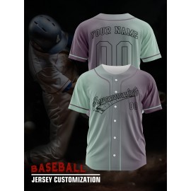 Customizable Youngsters' Baseball Jersey - Personalized Name & Number, Light Purple to White Gradient Design, Breathable Polyester, Perfect for Sports Training, Parties & Casual Wear, Youth Sports Apparel | Outdoor Activity Shirt | Durable Sports Jersey