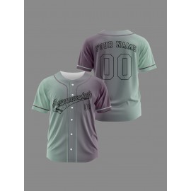 Customizable Youngsters' Baseball Jersey - Personalized Name & Number, Light Purple to White Gradient Design, Breathable Polyester, Perfect for Sports Training, Parties & Casual Wear, Youth Sports Apparel | Outdoor Activity Shirt | Durable Sports Jersey
