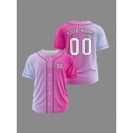 Customizable Youngsters' Baseball Jersey - Personalized Name & Number, Light Purple to White Gradient Design, Breathable Polyester, Perfect for Sports Training, Parties & Casual Wear, Youth Sports Apparel | Outdoor Activity Shirt | Durable Sports Jersey