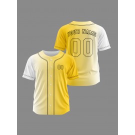 Customizable Youngsters' Baseball Jersey - Personalized Name & Number, Light Purple to White Gradient Design, Breathable Polyester, Perfect for Sports Training, Parties & Casual Wear, Youth Sports Apparel | Outdoor Activity Shirt | Durable Sports Jersey