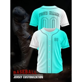 Customizable Youngsters' Baseball Jersey - Personalized Name & Number, Light Purple to White Gradient Design, Breathable Polyester, Perfect for Sports Training, Parties & Casual Wear, Youth Sports Apparel | Outdoor Activity Shirt | Durable Sports Jersey