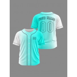 Customizable Youngsters' Baseball Jersey - Personalized Name & Number, Light Purple to White Gradient Design, Breathable Polyester, Perfect for Sports Training, Parties & Casual Wear, Youth Sports Apparel | Outdoor Activity Shirt | Durable Sports Jersey