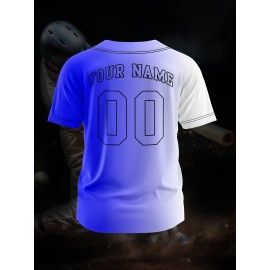 Customizable Youngsters' Baseball Jersey - Personalized Name & Number, Light Purple to White Gradient Design, Breathable Polyester, Perfect for Sports Training, Parties & Casual Wear, Youth Sports Apparel | Outdoor Activity Shirt | Durable Sports Jersey