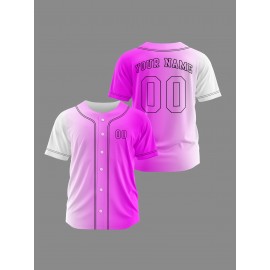 Customizable Youngsters' Baseball Jersey - Personalized Name & Number, Light Purple to White Gradient Design, Breathable Polyester, Perfect for Sports Training, Parties & Casual Wear, Youth Sports Apparel | Outdoor Activity Shirt | Durable Sports Jersey