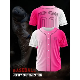 Customizable Youngsters' Baseball Jersey - Personalized Name & Number, Light Purple to White Gradient Design, Breathable Polyester, Perfect for Sports Training, Parties & Casual Wear, Youth Sports Apparel | Outdoor Activity Shirt | Durable Sports Jersey