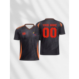 Customizable Youngsters' V-Neck Soccer Jersey - Breathable Polyester, Machine Washable, Perfect for Sports & Casual Wear,, All-Season Comfort Fit with Personalized Name & Number Design