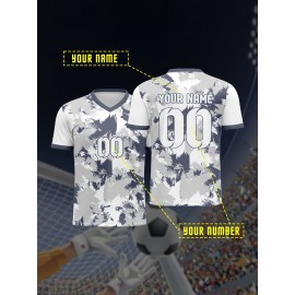 Customizable Kids Soccer Jersey with Name and Number, Polyester V-Neck Tee, Casual to Athletic Fit, for Boys, Girls, and Teens, with All-Season, for Sports, Hiking, Festivals, and Everyday Wear