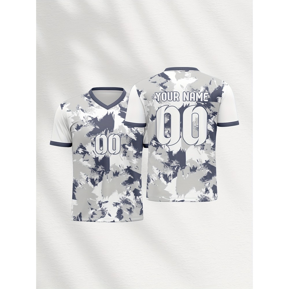 Customizable Kids Soccer Jersey with Name and Number, Polyester V-Neck Tee, Casual to Athletic Fit, for Boys, Girls, and Teens, with All-Season, for Sports, Hiking, Festivals, and Everyday Wear