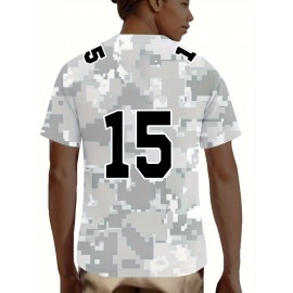 Large Size Women's Arctic Camo Kansas City #15 Polyester Football Jersey, Women V-Neck Game Day Sports Shirt With Slight Stretch, Breathable Casual Knit Fabric, Loose Fit Adult, Fans Gift Women, For Casual, Party, And Training Wear