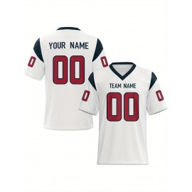 Customizable Football Jersey - Personalized Name & Number, V-Neck Sleeveless Design, Red with Black Trim & Number 00, Breathable Fabric for Outdoor Sports & Casual Wear, Summer Athletic Apparel, Custom Football Jersey, Durable Sportswear