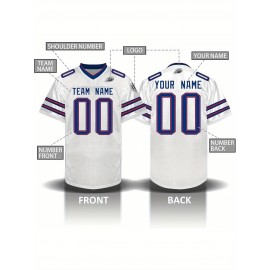 Custom Personalized Football Jerseys with Team Numbers Printed, Tailored Plus-Size Short-Sleeve Shirts, Perfect Gifts for Fans.