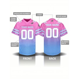 Custom Personalized Football Jerseys with Team Numbers Printed, Tailored Plus-Size Short-Sleeve Shirts, Perfect Gifts for Fans.