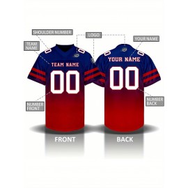 Custom Personalized Football Jerseys with Team Numbers Printed, Tailored Plus-Size Short-Sleeve Shirts, Perfect Gifts for Fans.