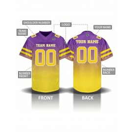 Custom Personalized Football Jerseys with Team Numbers Printed, Tailored Plus-Size Short-Sleeve Shirts, Perfect Gifts for Fans.