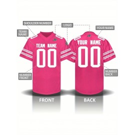 Custom Personalized Football Jerseys with Team Numbers Printed, Tailored Plus-Size Short-Sleeve Shirts, Perfect Gifts for Fans.