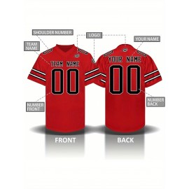 Custom Personalized Football Jerseys with Team Numbers Printed, Tailored Plus-Size Short-Sleeve Shirts, Perfect Gifts for Fans.