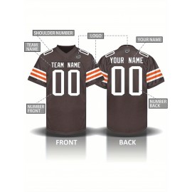 Custom Personalized Football Jerseys with Team Numbers Printed, Tailored Plus-Size Short-Sleeve Shirts, Perfect Gifts for Fans.