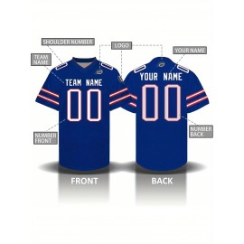 Custom Personalized Football Jerseys with Team Numbers Printed, Tailored Plus-Size Short-Sleeve Shirts, Perfect Gifts for Fans.