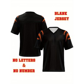Custom Football Jersey - Personalized Name & Number, Breathable Fabric, V-Neck Design for Team Uniforms & Casual Sports Wear - Brown with White & Orange Accents, Summer Athletic Apparel, Custom Football Jersey, Comfortable Sports Apparel