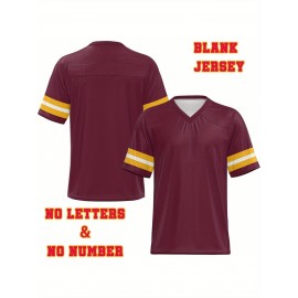 Custom Football Jersey - Personalized Name & Number, Breathable Fabric, V-Neck Design for Team Uniforms & Casual Sports Wear - Brown with White & Orange Accents, Summer Athletic Apparel, Custom Football Jersey, Comfortable Sports Apparel