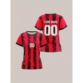 Women's Custom Soccer Jersey Personalized Name & Number - Two-Tone Red/Black Athletic Shirt, Quick-Dry Non-Stretch Fabric for Soccer Training, Games, Gym - Team Uniforms & Custom Orders Welcome, Sports Leisure Wear, Breathable Sportswear