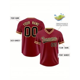 Customizable Plus Size V-Neck Baseball Jacket - Personalized Name & Number Stitched Design, Red/Black Contrast, Comfortable Non-Stretch Fabric, Breathable Summer Sports Shirt for Women, Casual Sportswear | Sporty Vneck Jacket | Durable Sportswear