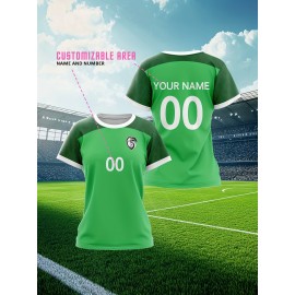 Customizable Women'S Soccer Jersey - Personalized Name & Number, Soft Fabric, Black with White Accents, Perfect for Sports & Team Events, Soccer Accessories