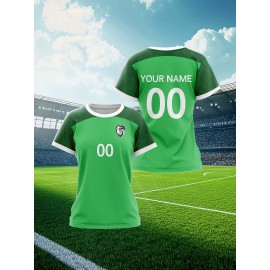Customizable Women'S Soccer Jersey - Personalized Name & Number, Soft Fabric, Black with White Accents, Perfect for Sports & Team Events, Soccer Accessories