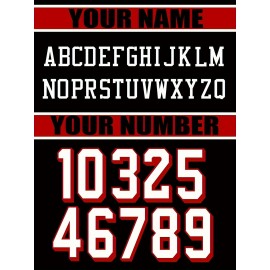 Custom V-Neck American Football Jersey - Personalized Name & Number, Embroidered Large Women'S Football Jersey, Black with Red/White Stripes & 