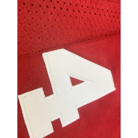 Men's Red #44 Embroidered Rugby Jersey - Loose Fit, Breathable Mesh Fabric, V-Neck Sports Top for Casual & Athletic Wear