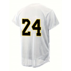 Men's White & Golden #8-24 Baseball Jersey - Embroidered 