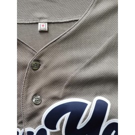 Men's Grey #2 Baseball Shirt with YORK Embroidered Logo - Button-Up V-Neck Loose Fit Breathable Jersey for Training, Competition & Casual Wear - All-Season Sportswear for Men & Teens, Baseball Jersey, Durable Sportswear