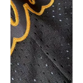 Men's Black # 21 Basketball Shorts, Classic Letter Embroidery Design, Breathable Button Style Short Sleeved Shirt, Suitable For Training And Competition