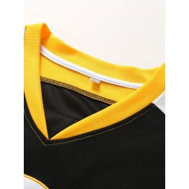 Men's Black # 69 Ice Hockey Sweatshirt, Loose Embroidered Long Sleeves, Sporty, Fashionable And Casual, Breathable On The Street