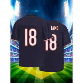 SheLucki Men'S #18 Polyester Jersey - V-Neck Casual Sports Top, Embroidered Alphabets, Slight Stretch, Four Seasons Wear for Adult & Teen, Outdoor & Workout Multi-Use