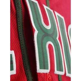 Men'S Polyester Baseball Jersey, Embroidered 'MEXICO' Lettering, V-Neck, Slight Stretch, Loose Fit, for Casual & Athletic Wear, Four Seasons Sports Shirt for Adults & Teens