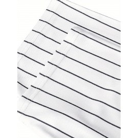 Men's White Striped #16 Baseball Jersey - Breathable Button-Up V-Neck with Classic Letter Embroidery, Loose Fit for Training, Competition & Casual Wear | All-Season Machine Washable Sportswear, Airflow Enhancing Design