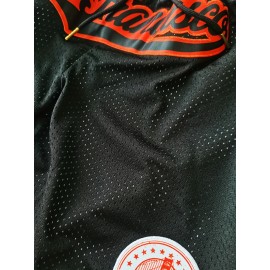 Men's Black Basketball Shorts with Orange & White Striped Accents, 