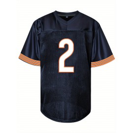 Men's #2 Black American Football Jersey - Breathable, Embroidered Casual Streetwear for Sports & Outdoor Activities