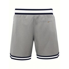 Men's Letter & Number 2 Embroidery Basketball Shorts, Breathable Athletic Drawstring Shorts For Training & Competition