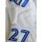 Men's White # 27 Basketball Shorts, Classic Letter Embroidery Design, Breathable Button Style Short Sleeved Shirt, Suitable for Training And Competition