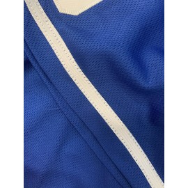 Men'S Blue # 11 Baseball Shirt, Classic Letter Embroidery Design, Button style Short Sleeve Breathable Shirt, Training and Competition Category: Men'S Baseball Shirt