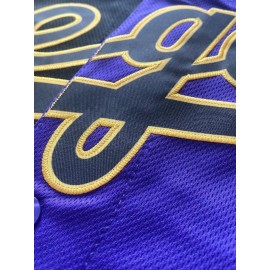 Men's #8-24 Baseball Jersey - Classic Design, Breathable V-Neck Short Sleeve Shirt for Training & Competition, Black & Purple Two-Tone Style, Competition Apparel | Vneck Sports Shirt | Quality Sports Garment