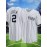 SHELUCKI Men's White Striped #2 Baseball Shirt with Classic Letter Embroidery, Breathable Button-Up Short Sleeve, Loose Fit V-Neck, 100% Polyester for Training, Games & Casual Wear