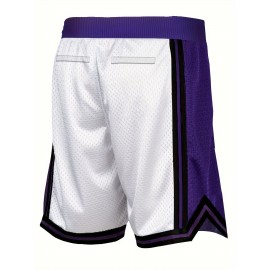 Men's White # 8-24 Basketball Shorts, Classic Letter Embroidery Design, Breathable Shirt With Button Style Short Sleeves, Suitable For Training And Competition