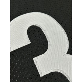 Men'S Black # 3 Rugby Jacket Loose Embroidered Sports, Fashionable, Casual, Street Breathable Rugby Top